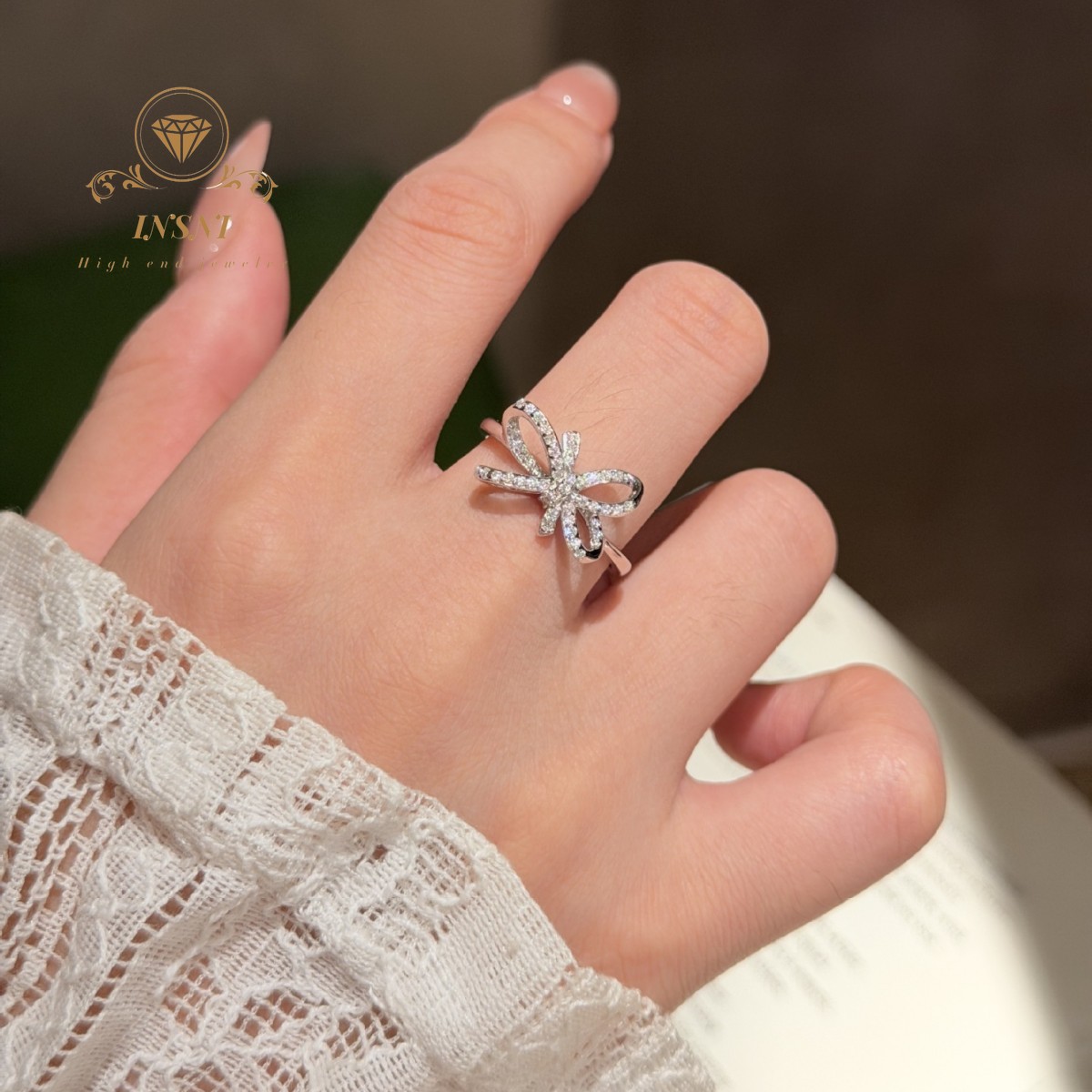 Silver Full Diamond Bow Ring N - đánh giá và giá Women'S Affordable Accessories