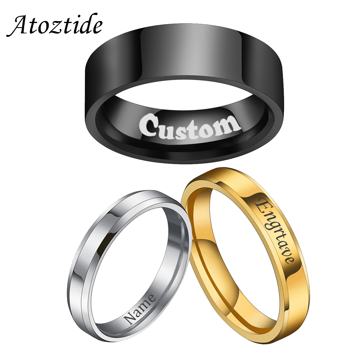 Atoztide 4/6/8Mm Cá Tính Khắc  - đánh giá và giá Wrap Ring Gold