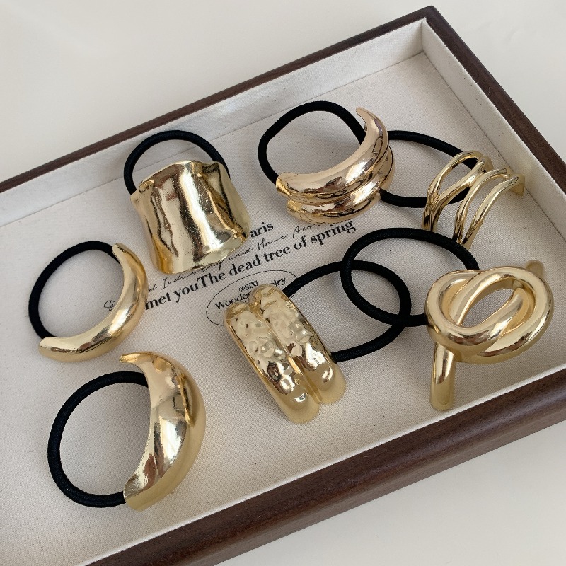 Metallic Geometric Hair Ties S - đánh giá và giá Wrap Ring Gold
